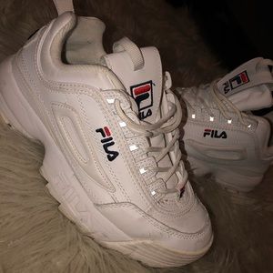 White Fila Disruptors